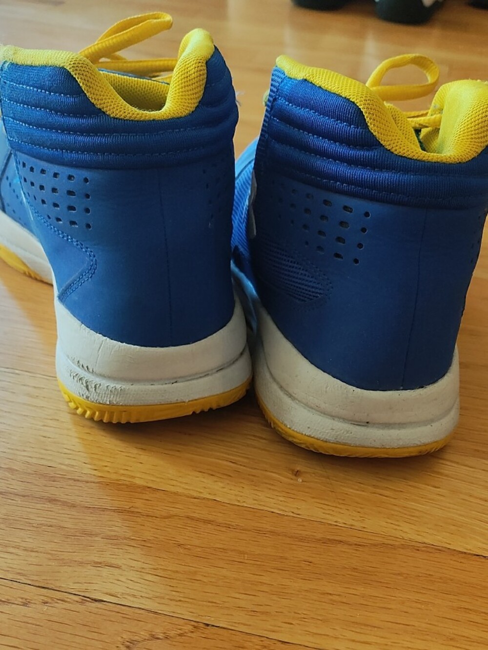 Under Armour Kids Blue and Yellow High-Top Sneakers - Picture 3 of 4